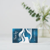 Moderne elegante zwart-wit haarstylist marine visitekaartje (Staand voorkant)