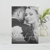 Moderne Elegante Zwart-Wit Huwelijksfoto Bedankkaart (Staand voorkant)