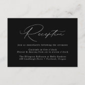 Moderne Elegante Zwart-Wit Huwelijksreceptie Informatiekaartje (Voorkant)