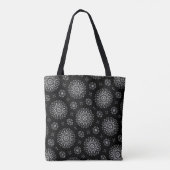 Moderne Elegante Zwart & Wit Mandala Dot Art Tote Bag (Achterkant)