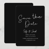 Moderne elegante zwart-wit ,Minimaal Eenvoudig Save The Date (Voorkant / Achterkant)