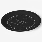 Moderne Elegante Zwart-Wit Minimale Bruiloft Papieren Bordje (Gekanteld)