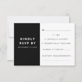 Moderne elegante zwart-wit minimalist RSVP kaartje