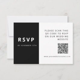Moderne Elegante Zwart-Wit Minimalistische QR-code RSVP Kaartje