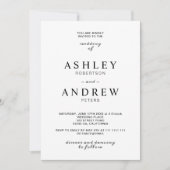 Moderne elegante zwart wit typografie bruiloft kaart (Voorkant)