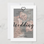 Moderne elegante zwart witte overlay foto bruiloft kaart (Voorkant)