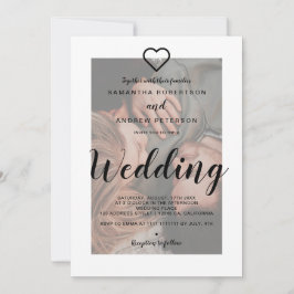 Moderne elegante zwart witte overlay foto bruiloft kaart