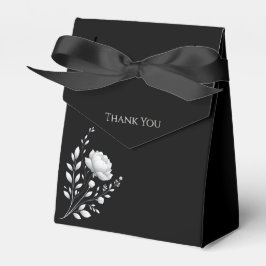 Moderne Elegante Zwart-Witte Trouwbloemen Bedankdoosjes