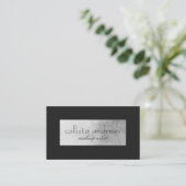 Moderne Elegante Zwart Zilveren Folie Box Rand Visitekaartje (Staand voorkant)