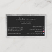 Moderne Elegante Zwart Zilveren Folie Box Rand Visitekaartje (Achterkant)