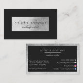 Moderne Elegante Zwart Zilveren Folie Box Rand Visitekaartje (Voorkant / Achterkant)
