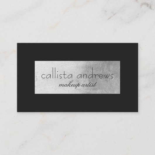 Moderne Elegante Zwart Zilveren Folie Box Rand Visitekaartje (Voorkant)