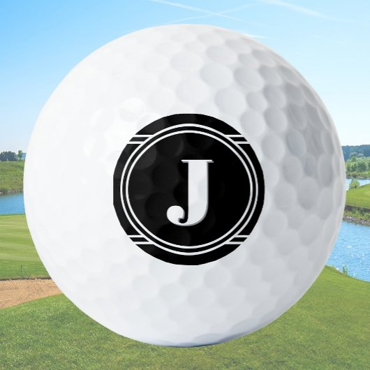 Moderne Elegante Zwarte Aangepaste Monogram Golfballen