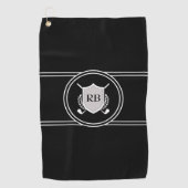 Moderne Elegante Zwarte Aangepaste Monogram Golfhanddoek (Voorkant)