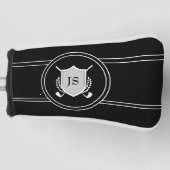 Moderne Elegante Zwarte Aangepaste Monogram Golfheadcover (Voorkant)