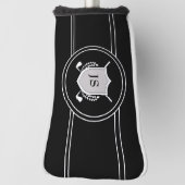 Moderne Elegante Zwarte Aangepaste Monogram Golfheadcover (Draai 90)