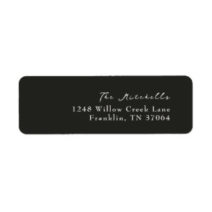 Moderne Elegante Zwarte Aangepaste Retouradreslabe Etiket