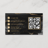 Moderne Elegante Zwarte Agate QR-code Visitekaartje (Achterkant)