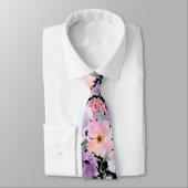 Moderne Elegante Zwarte Bloemen Waterverf bruiloft Stropdas (Gebonden)