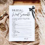 Moderne Elegante Zwarte Boog Bruids Woord Scramble Kaart<br><div class="desc">Antwoorden: 1. BRUIDEGOM 2. RING 3. USHERS 4. BRUIDSMEISJE 5. JURK 6. JURK 7. BRUID 8. TAART 9. BLOEMEN 10. HUWELIJKSREIS 11. FOTOGRAAF 12. GESCHENKEN 13. HUWELIJK 14. HUWELIJK 15. GANGPAD _________________________________________ Voeg wat plezier toe aan uw vrijgezellenfeest met dit moderne elegante Black Bow-bruidswoord Scramble-spel! 🎀✨ Met een chique zwarte...</div>