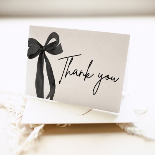Moderne Elegante Zwarte Boog Coquette Bedankkaart
