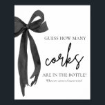 Moderne elegante zwarte boog raad eens hoeveel kur poster<br><div class="desc">🍷🖤 Breng een vleugje sophisticatie naar uw feest met deze Modern Elegant Black Bow "Guess How Many Corks" Game! Ontworpen met een strakke zwarte strik en minimalistische lay-out, nodigt deze leuke en stijlvolle activiteit gasten uit om te raden hoeveel wijnkurken er in de pot zitten. De beste gok wint een...</div>