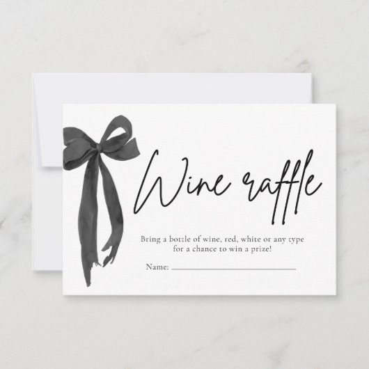 Moderne Elegante Zwarte Boog Wijn Raffle Game Tick Kaart (Voorkant)