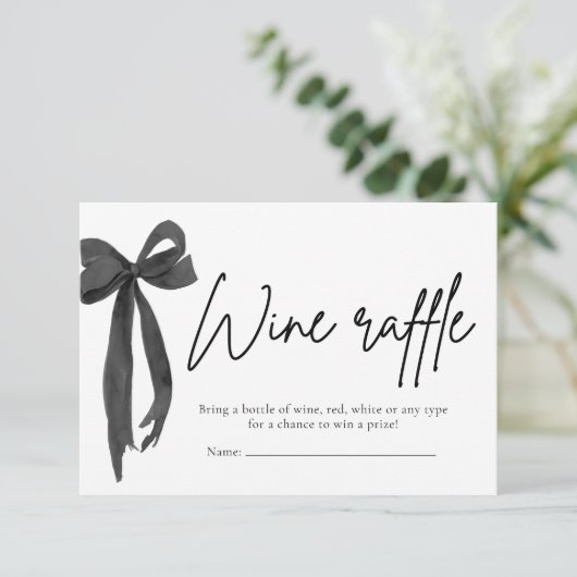 Moderne Elegante Zwarte Boog Wijn Raffle Game Tick Kaart (Staand voorkant)