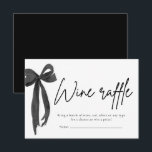 Moderne Elegante Zwarte Boog Wijn Raffle Game Tick Kaart<br><div class="desc">🍷🎀 Voeg een stijlvolle twist toe aan je vrijgezellenfeest met dit Modern Elegant Black Bow Wine Raffle Game Ticket! Met een strak ontwerp van de zwarte boog is dit stijlvolle ticket perfect voor een leuke giveaway met een wijnthema. Gasten vullen hun naam in en komen binnen voor een kans om...</div>
