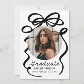 Moderne Elegante Zwarte Bow 2 Foto Afstuderen Aankondiging (Voorkant)