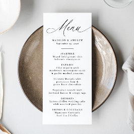 Moderne Elegante Zwarte Calligrafie Bruiloft Menu