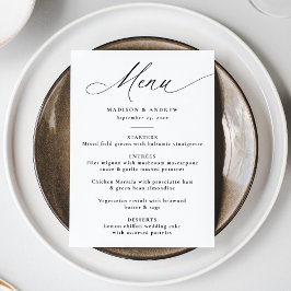 Moderne Elegante Zwarte Calligrafie Bruiloft Menu