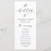 Moderne Elegante Zwarte Calligrafie Bruiloft Programmakaart (Voorkant)