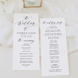 Moderne Elegante Zwarte Calligrafie Bruiloft Programmakaart