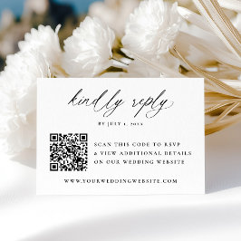 Moderne Elegante Zwarte Calligrafie QR Code Bruilo RSVP Kaartje