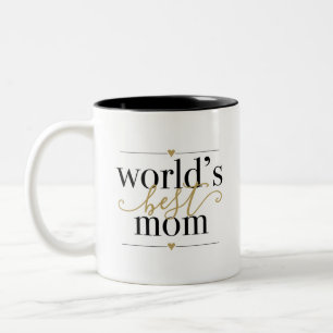 Moderne Elegante Zwarte en Gouden Beste Moeder van Tweekleurige Koffiemok