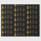 Moderne Elegante Zwarte en Gouden Kerstboom Cadeaupapier (Vlak)