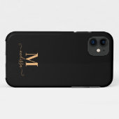 Moderne Elegante Zwarte en Gouden Monogram Case-Mate iPhone Case (Achterkant (horizontaal))