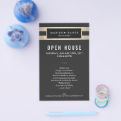 Moderne elegante zwarte en gouden stripes flyer (Enkel)