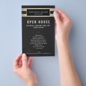Moderne elegante zwarte en gouden stripes flyer (Hand)