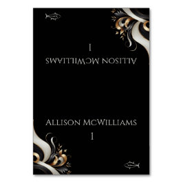 Moderne Elegante Zwarte en Gouden Vis Kaart