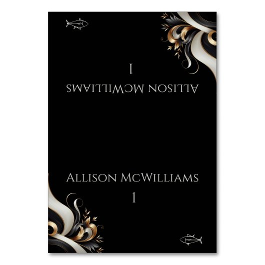 Moderne Elegante Zwarte en Gouden Vis Kaart (Voorkant)