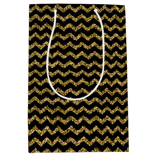 Moderne, elegante zwarte en goudmiddelgrote gift b medium cadeauzakje (Voorkant)