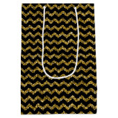 Moderne, elegante zwarte en goudmiddelgrote gift b medium cadeauzakje (Achterkant)