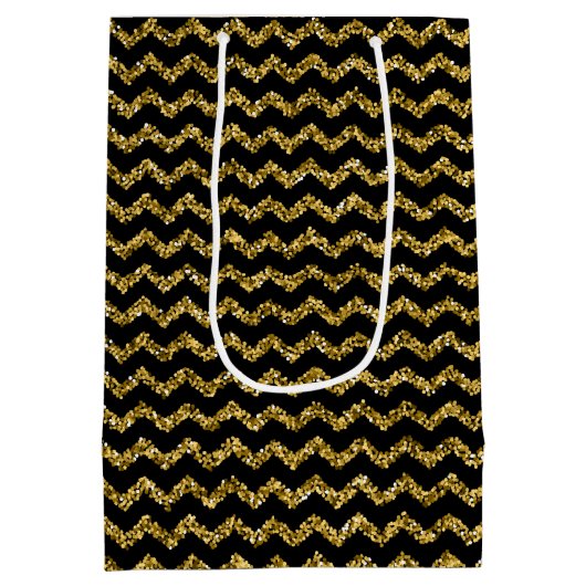 Moderne, elegante zwarte en goudmiddelgrote gift b medium cadeauzakje (Achterkant)