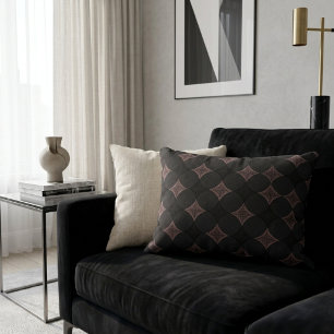 Moderne Elegante Zwarte en Licht Roze Patroon Accent Kussen