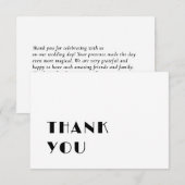 Moderne, elegante zwarte en witte bruiloft bedankkaart (Voorkant / Achterkant)