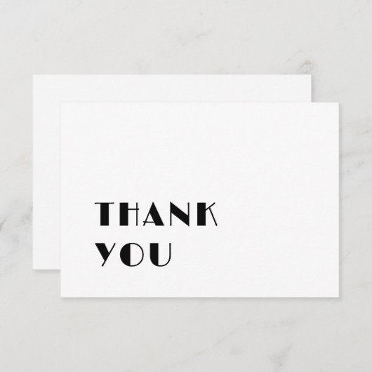 Moderne, elegante zwarte en witte bruiloft bedankkaart (Voorkant / Achterkant)