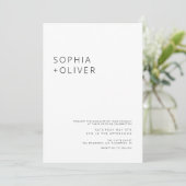 Moderne elegante zwarte en witte bruiloft kaart (Staand voorkant)