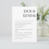 Moderne Elegante Zwarte En Witte Gepersonaliseerde RSVP Kaartje (Staand voorkant)